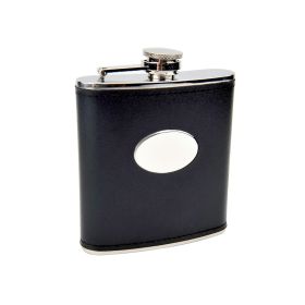 6oz Black Engravable Flask