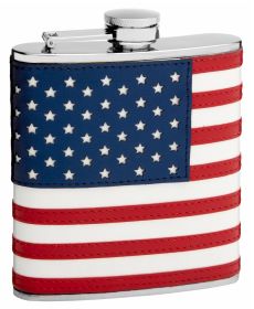 Hip Flask Holding 6 oz - The Patriot American Flag Design - Pocket Size