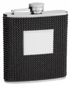 Hip Flask Holding 6 oz - Beaded Rhinestone Design - Pocket Size