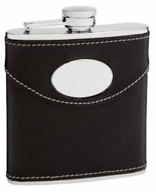 Leather Hip Flask Holding 6 oz - Pocket Size