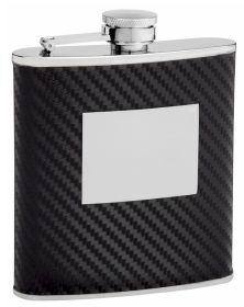 Faux Carbon Fiber Hip Flask Holding 6 oz - Pocket Size