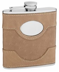 Suede Leather Hip Flask Holding 6 oz - Pocket Size