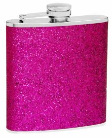 Hip Flask Holding 6 oz - Sparkly Glitter Design - Pocket Size