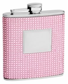 6 Oz. Hip Flask with Pink Rhinestone Finish