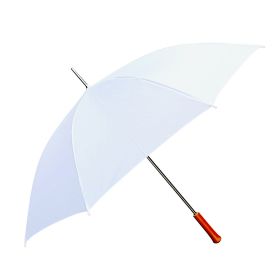 Wedding Umbrella - White - 60" Across - Rip-Resistant 170T Polyester - Manual Open - Light Strong Metal Shaft and Ribs - Wood Color Handle