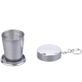 Collapsible Cup/Shot Glass - All Stainless Steel - Holds 1 oz./50 mL - Closes Flat - Includes Keychain or Belt-Loop Clasp