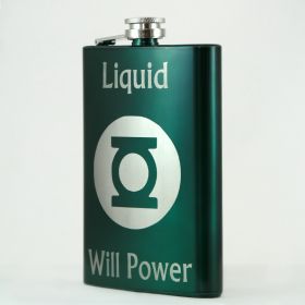 Green Custom Engraved Hip Flask