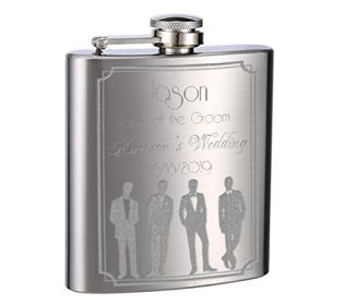 6oz Personalized Wedding Flask for Groomsmen or Groom