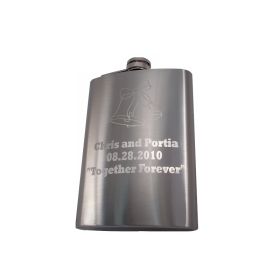 Custom Engraved Hip Flask Holding 8 oz - Metallic Grey