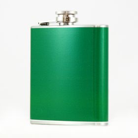 Hip Flask Holding 6 oz - Pocket Size (Option: Stainless Steel Rustproof Screw-On Cap - Green Finish)