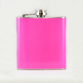 Hip Flask Holding 6 oz - Pocket Size (Option: Stainless Steel Rustproof Screw-On Cap - Pink Finish)