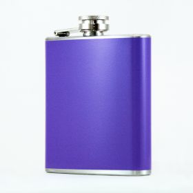 Hip Flask Holding 6 oz - Pocket Size (Option: Stainless Steel Rustproof Screw-On Cap - Purple Finish)