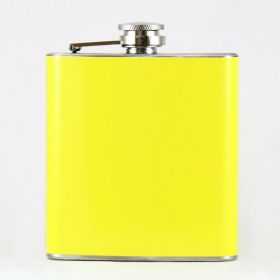 Hip Flask Holding 6 oz - Pocket Size (Option: Stainless Steel Rustproof Screw-On Cap - Yellow Finish)